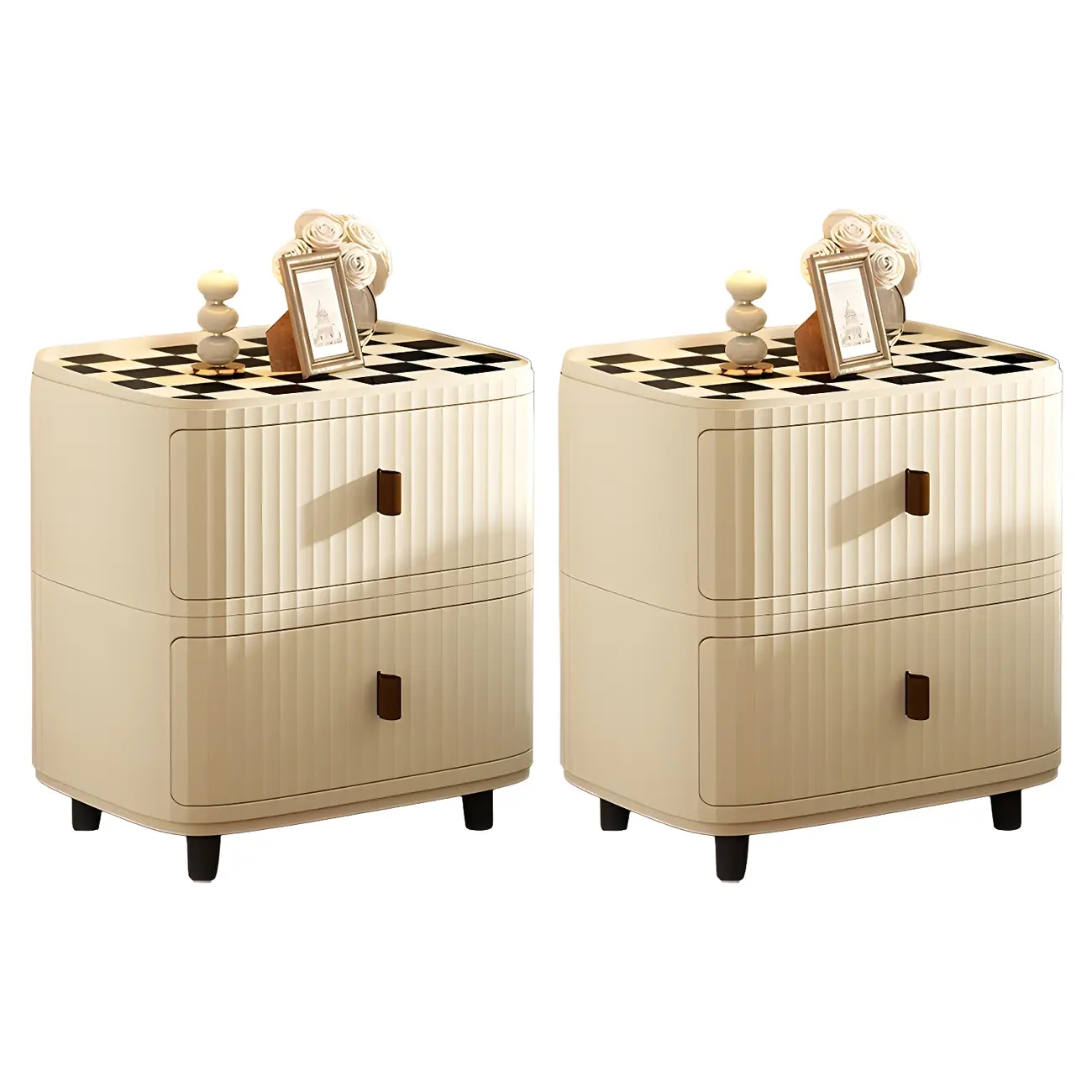 Modern Beige Bedside Table with Drawer Storage Nightstands Image - 27 | homeyfad