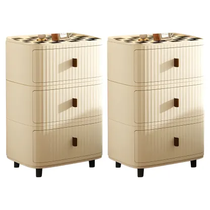 Modern Beige Bedside Table with Drawer Storage Nightstands Image - 28