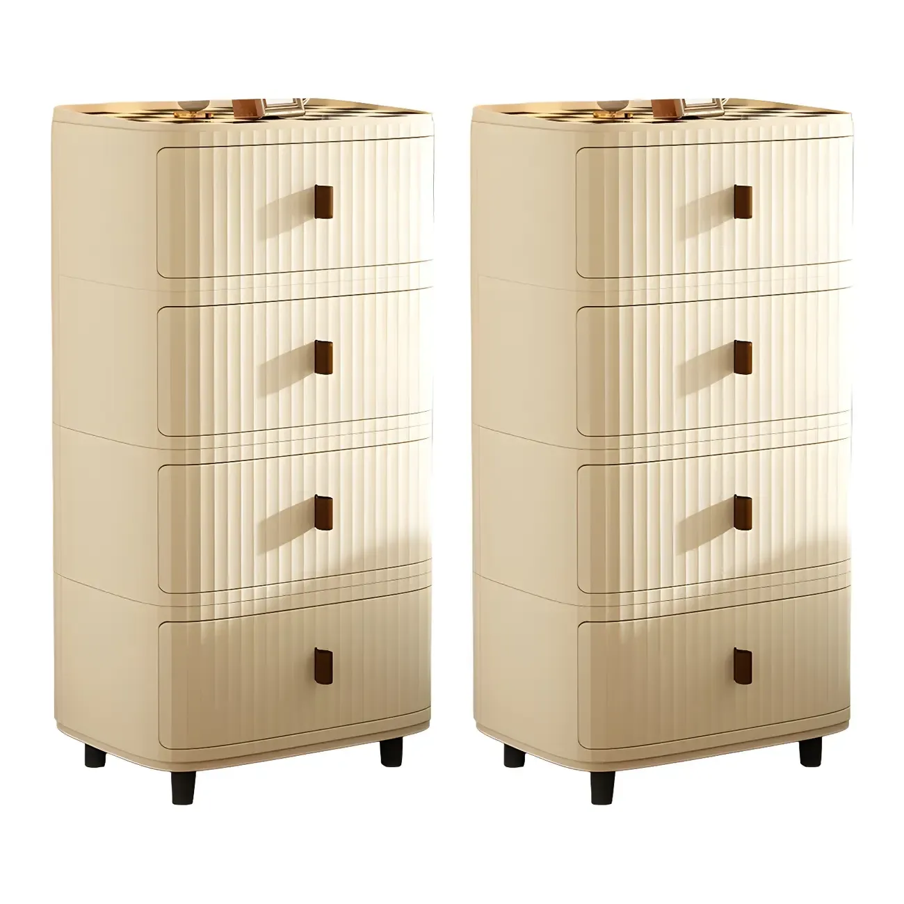 Modern Beige Bedside Table with Drawer Storage Nightstands Image - 29