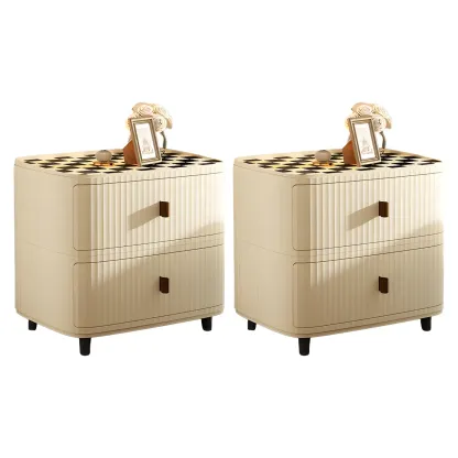 Modern Beige Bedside Table with Drawer Storage Nightstands Image - 31