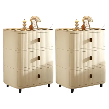 Modern Beige Bedside Table with Drawer Storage Nightstands Image - 32