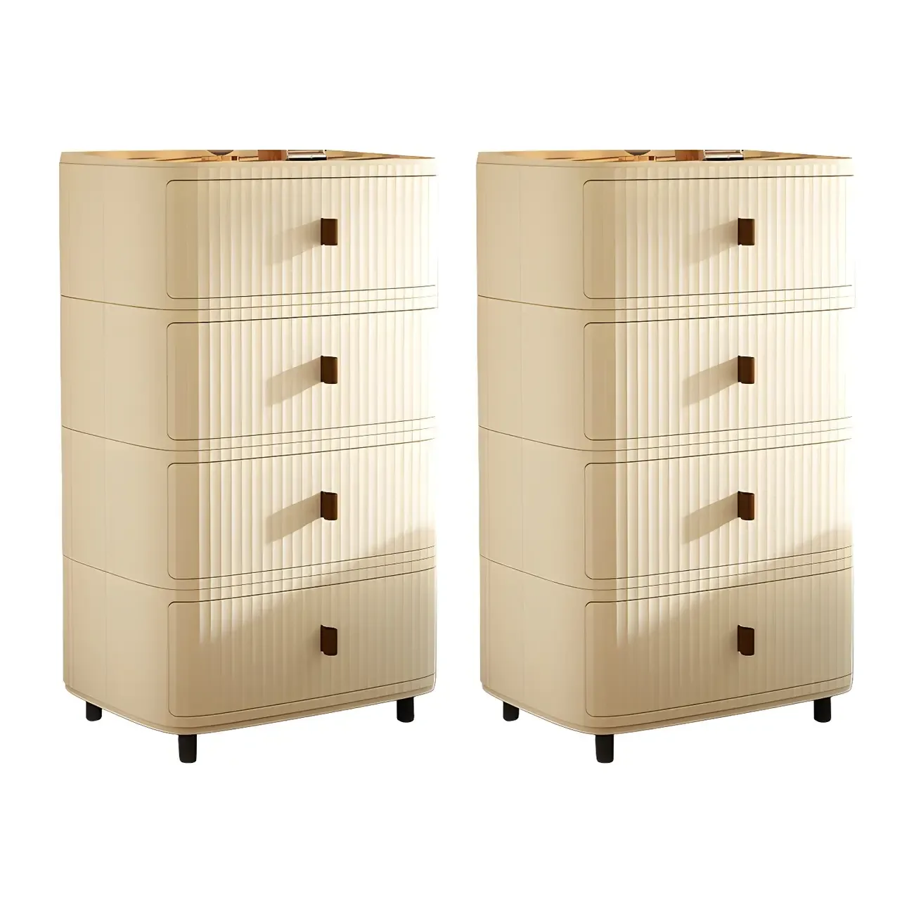 Modern Beige Bedside Table with Drawer Storage Nightstands Image - 33