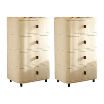 Modern Beige Bedside Table with Drawer Storage Nightstands Image - 33