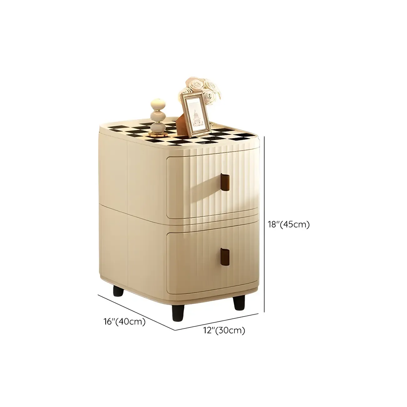 Modern Beige Bedside Table with Drawer Storage Nightstands #size