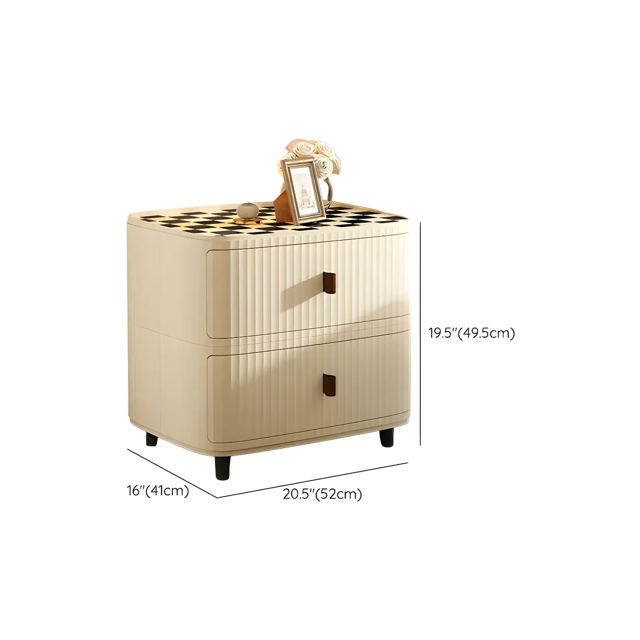 Modern Beige Bedside Table with Drawer Storage Nightstands Image - 43