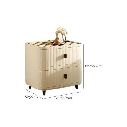 Modern Beige Bedside Table with Drawer Storage Nightstands Image - 43