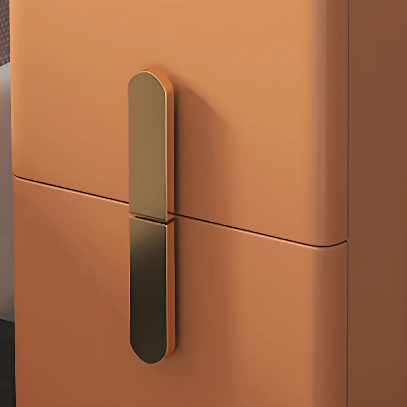 Modern Stone Countertop Faux Leather Nightstand with 2 Drawers Image - 10