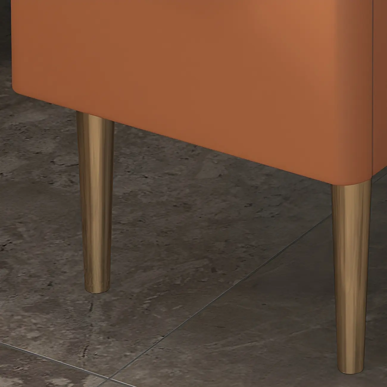 Modern Stone Countertop Faux Leather Nightstand with 2 Drawers Image - 11 | homeyfad