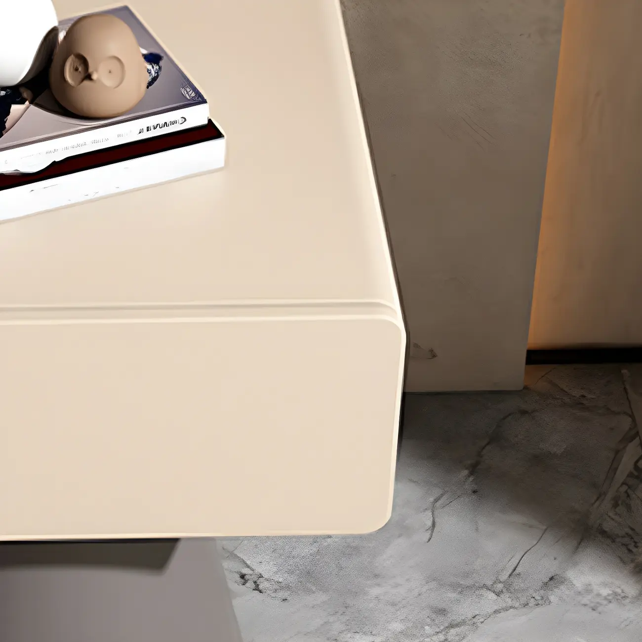 Minimalist Wood Beige Dark Gray Drawer Nightstand Image - 11 | homeyfad