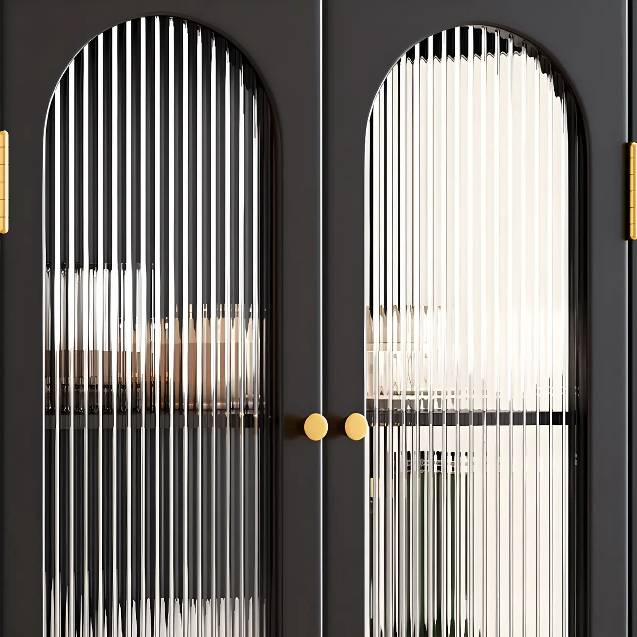 Classic Rubberwood Glass Living Room Storage Cabinet Image - 7 | homeyfad