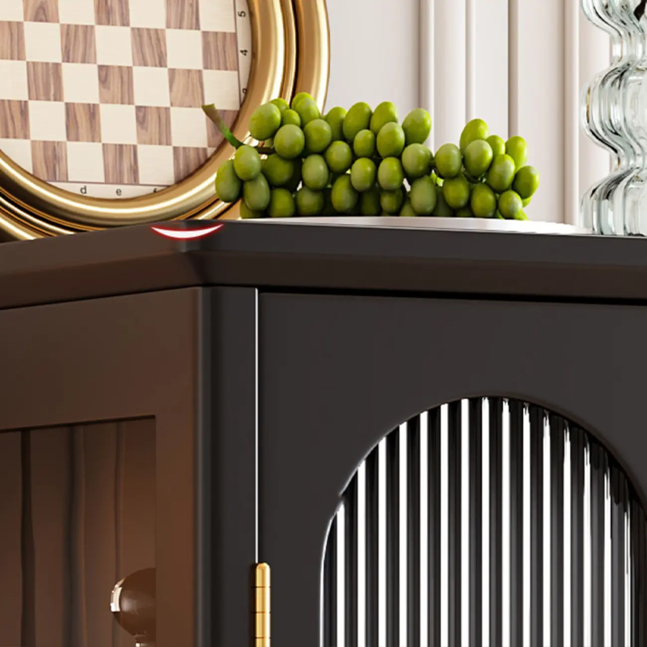 Classic Rubberwood Glass Living Room Storage Cabinet Image - 6 | homeyfad