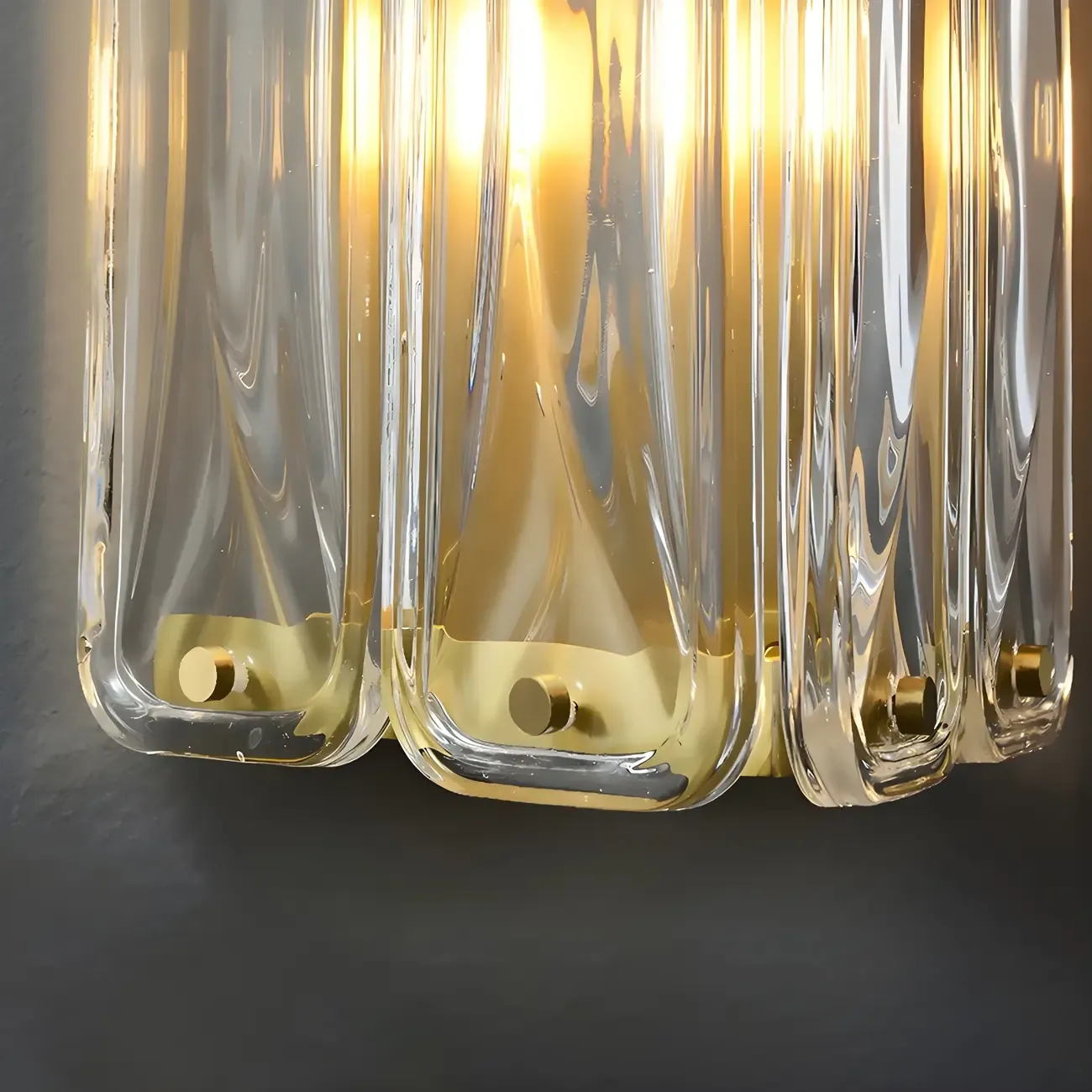 Modern Gold Metal Clear Glass Geometry Wall Sconce Image - 14