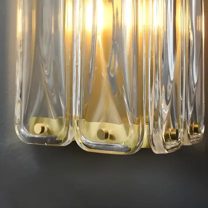 Modern Gold Metal Clear Glass Geometry Wall Sconce Image - 14