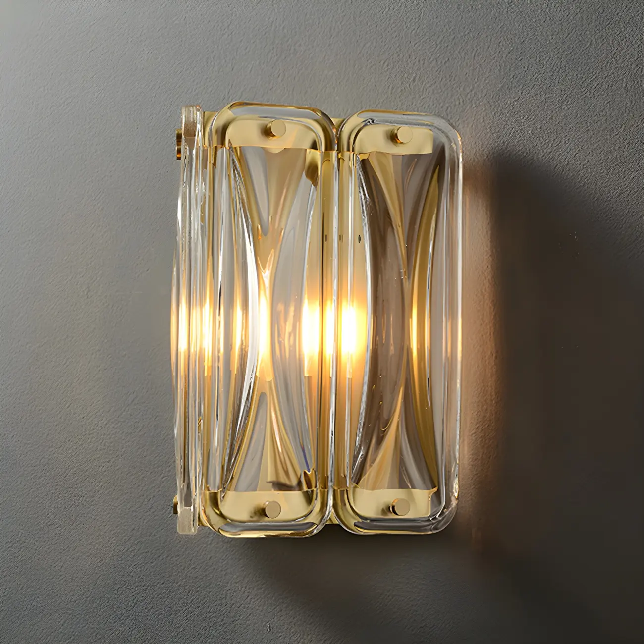 Modern Gold Metal Clear Glass Geometry Wall Sconce Image - 8 | homeyfad