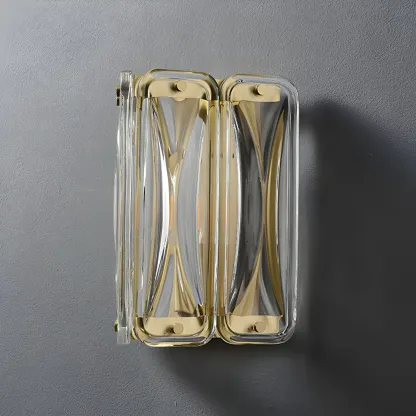 Modern Gold Metal Clear Glass Geometry Wall Sconce Image - 9