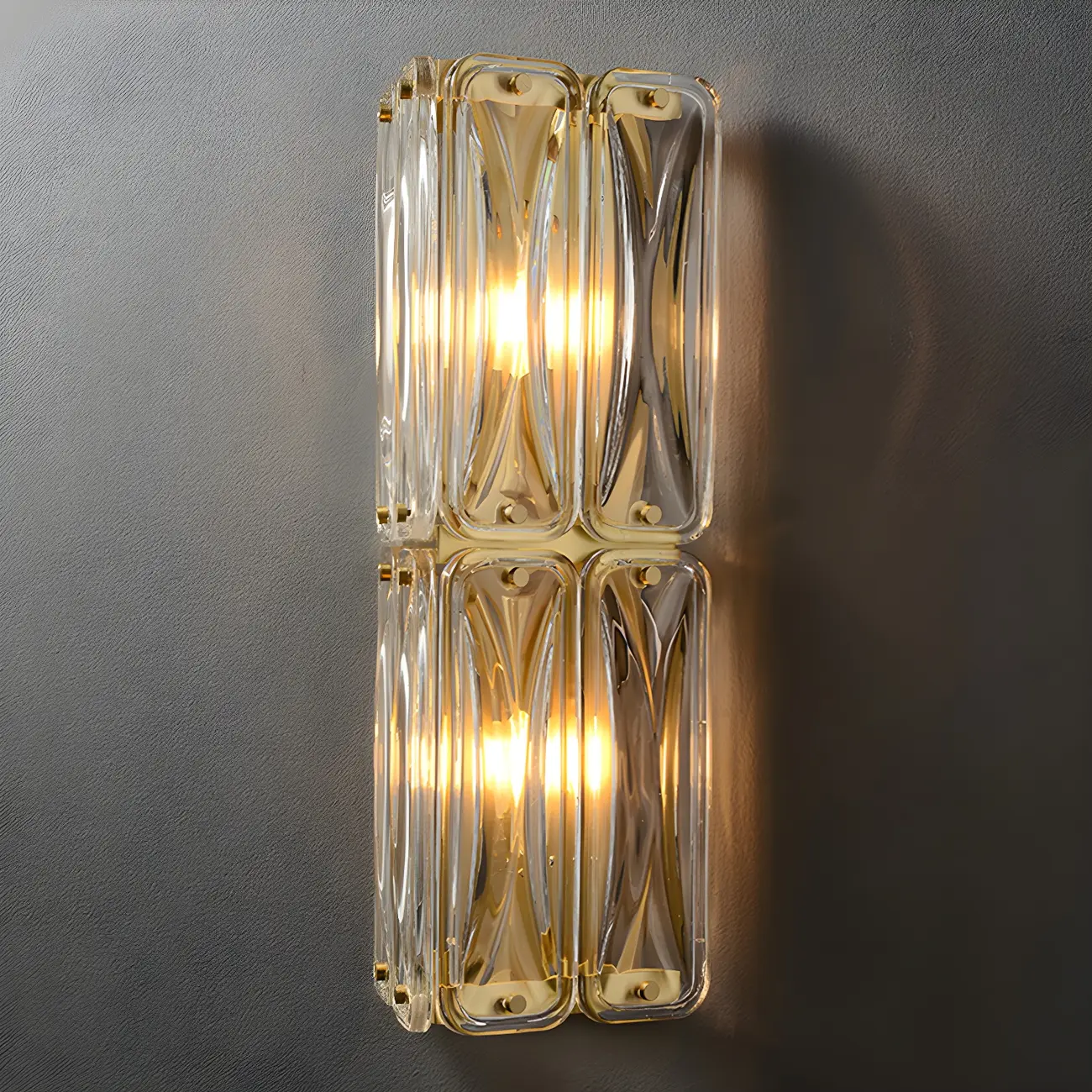 Modern Gold Metal Clear Glass Geometry Wall Sconce Image - 5 | homeyfad