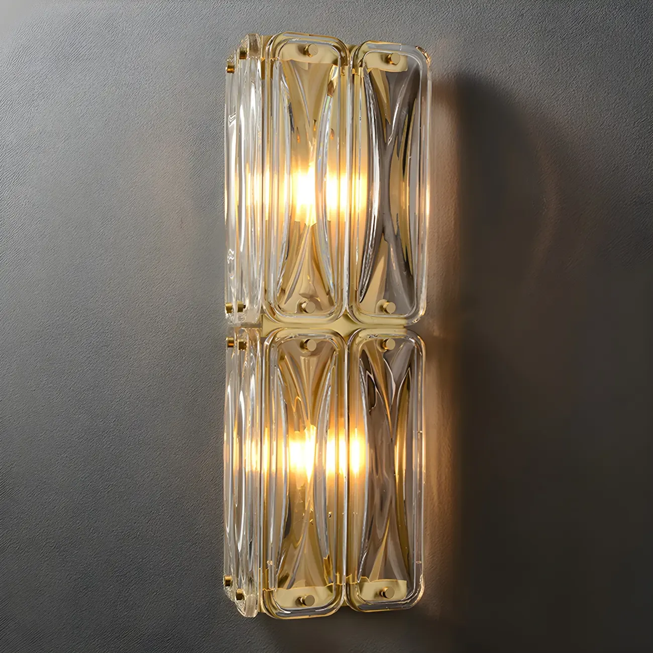 Modern Gold Metal Clear Glass Geometry Wall Sconce Image - 5