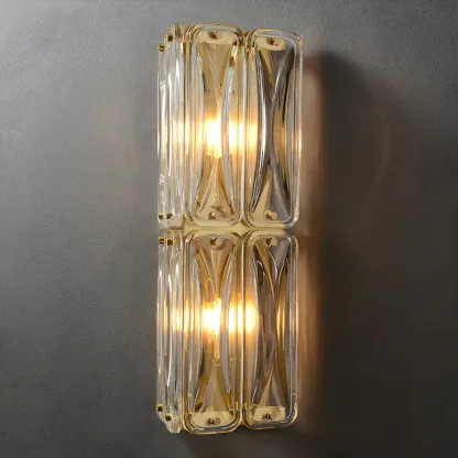 Modern Gold Metal Clear Glass Geometry Wall Sconce Image - 5