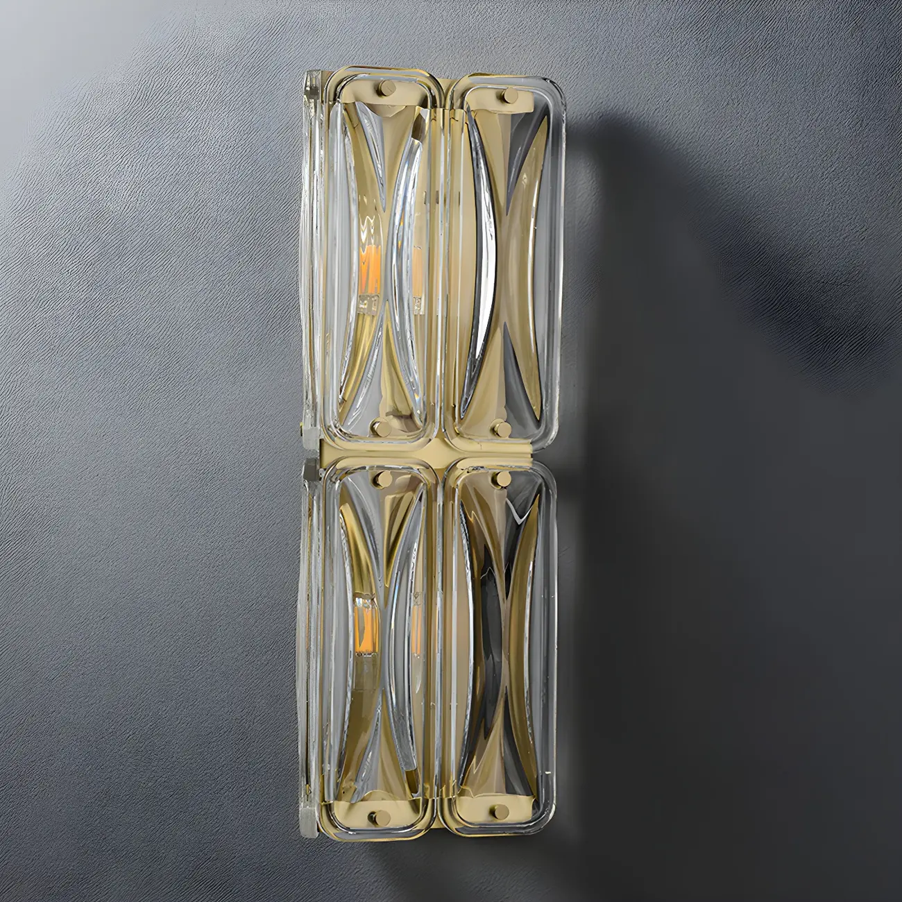Modern Gold Metal Clear Glass Geometry Wall Sconce Image - 4 | homeyfad