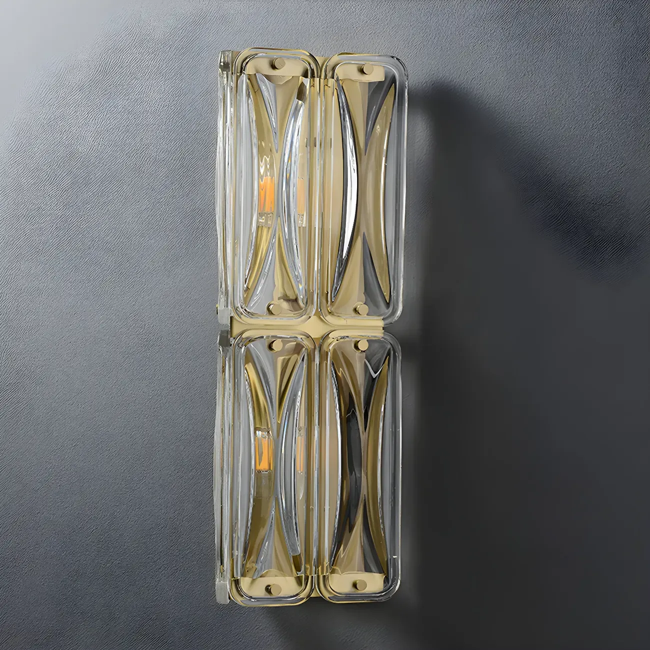Modern Gold Metal Clear Glass Geometry Wall Sconce Image - 4