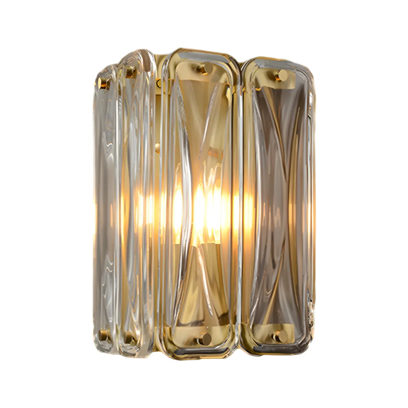 Modern Gold Metal Clear Glass Geometry Wall Sconce Image - 10 | homeyfad
