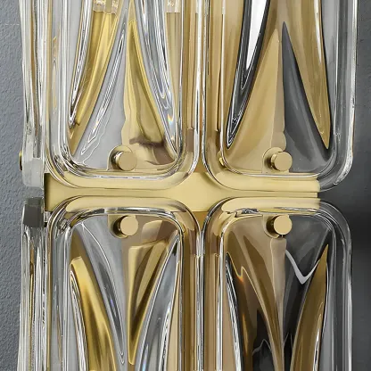 Modern Gold Metal Clear Glass Geometry Wall Sconce Image - 12