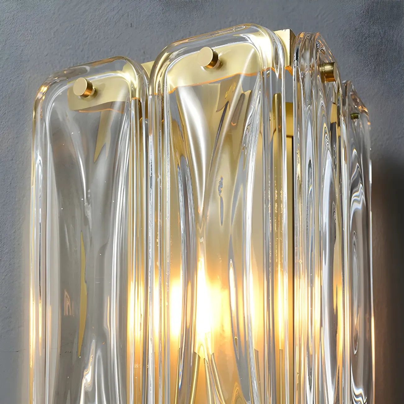 Modern Gold Metal Clear Glass Geometry Wall Sconce Image - 13