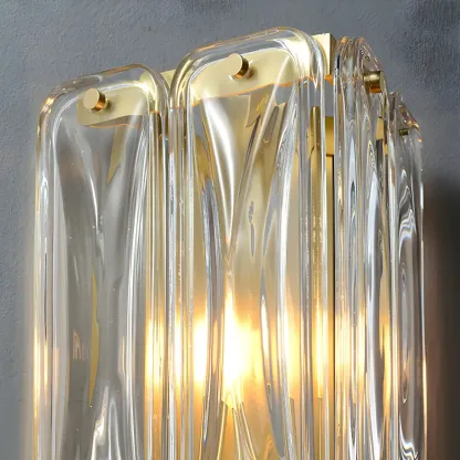 Modern Gold Metal Clear Glass Geometry Wall Sconce Image - 13