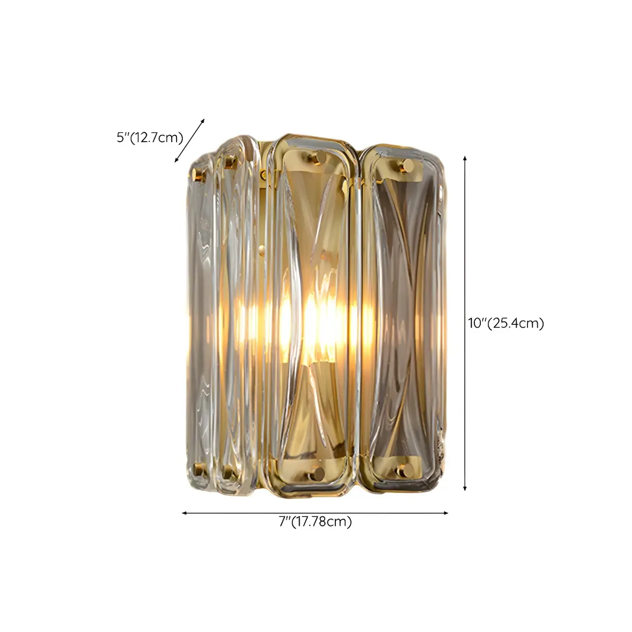 Modern Gold Metal Clear Glass Geometry Wall Sconce #size