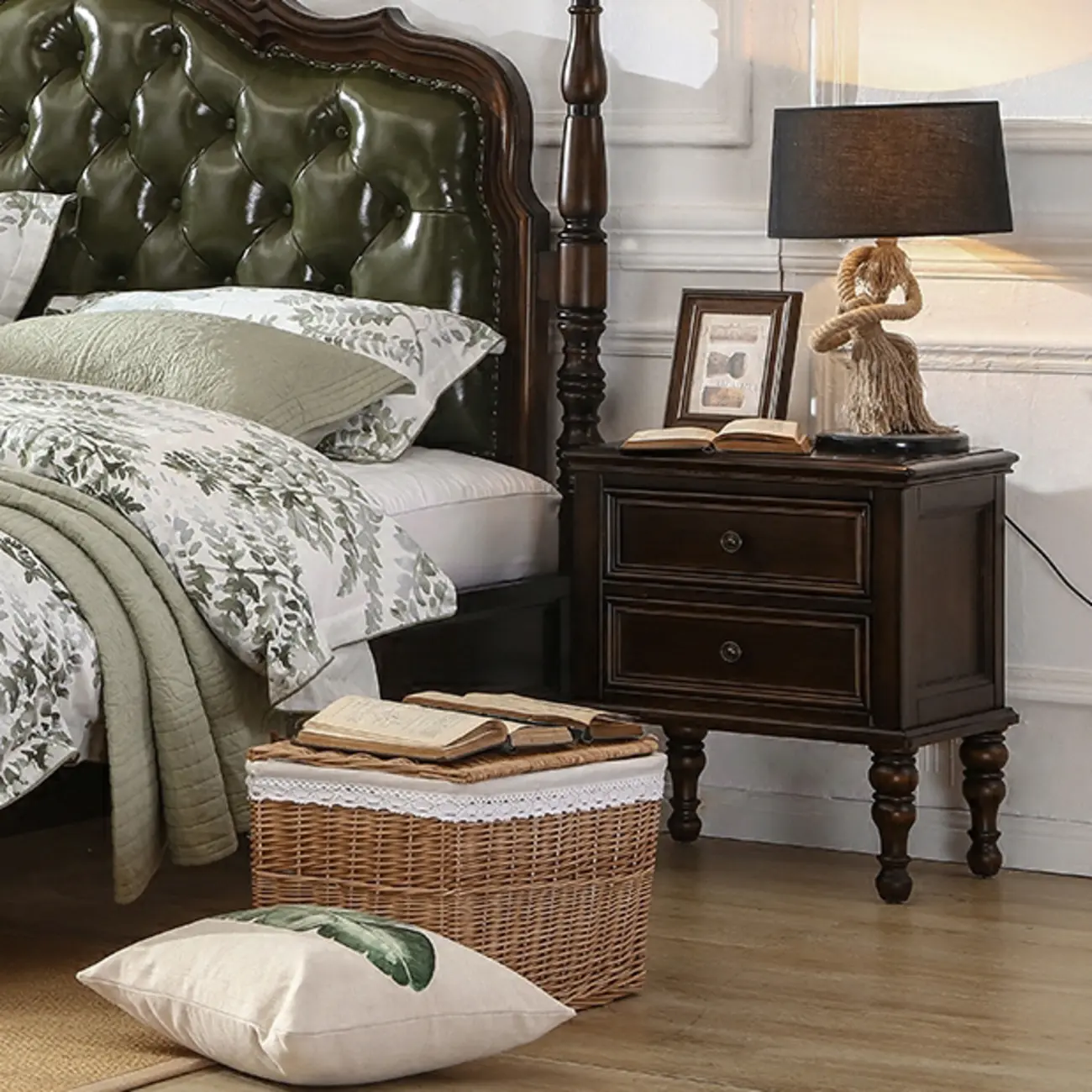 Classic Brown Espresso Wood 2-Drawer Standard Nightstand Image - 1 | homeyfad