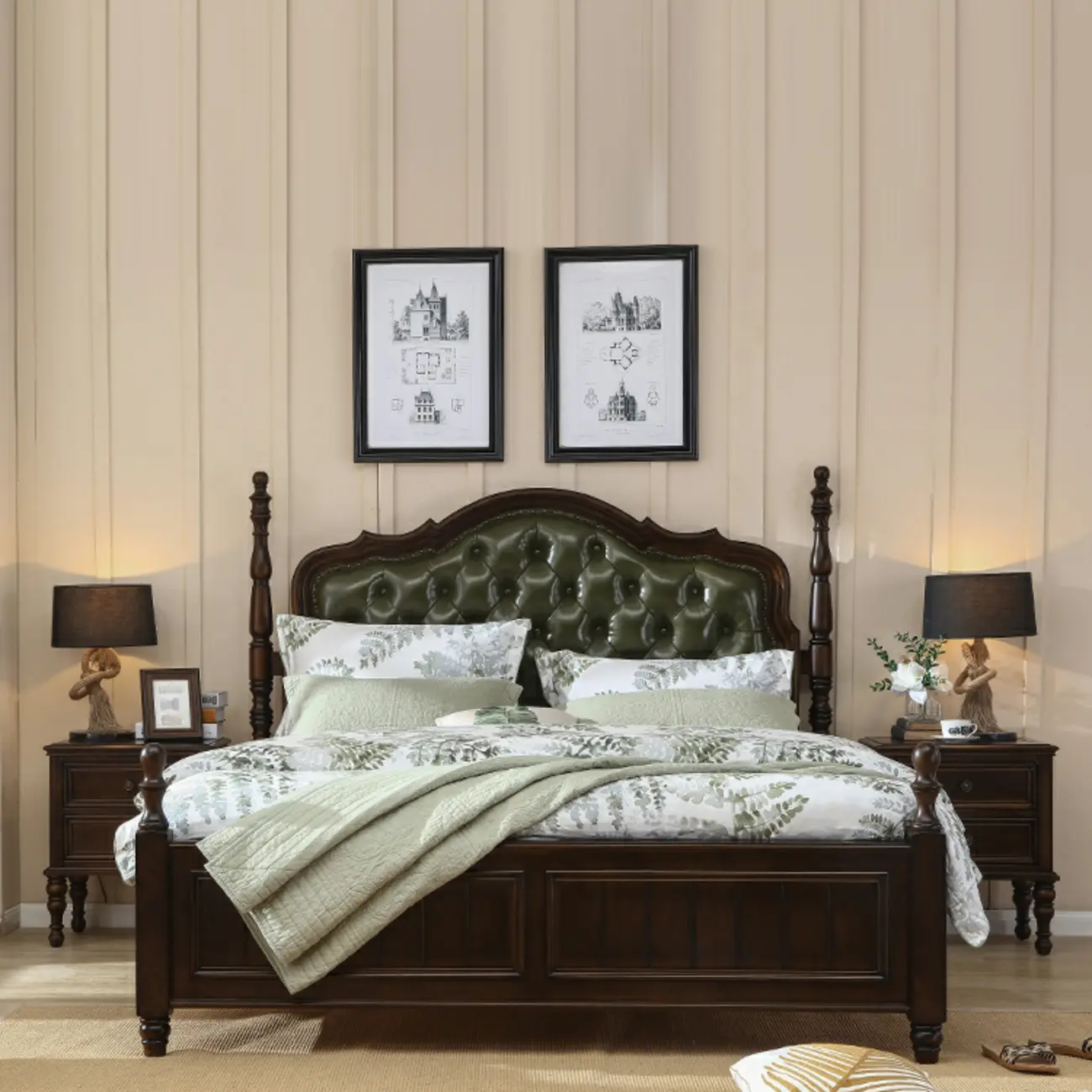 Classic Brown Espresso Wood 2-Drawer Standard Nightstand Image - 5 | homeyfad