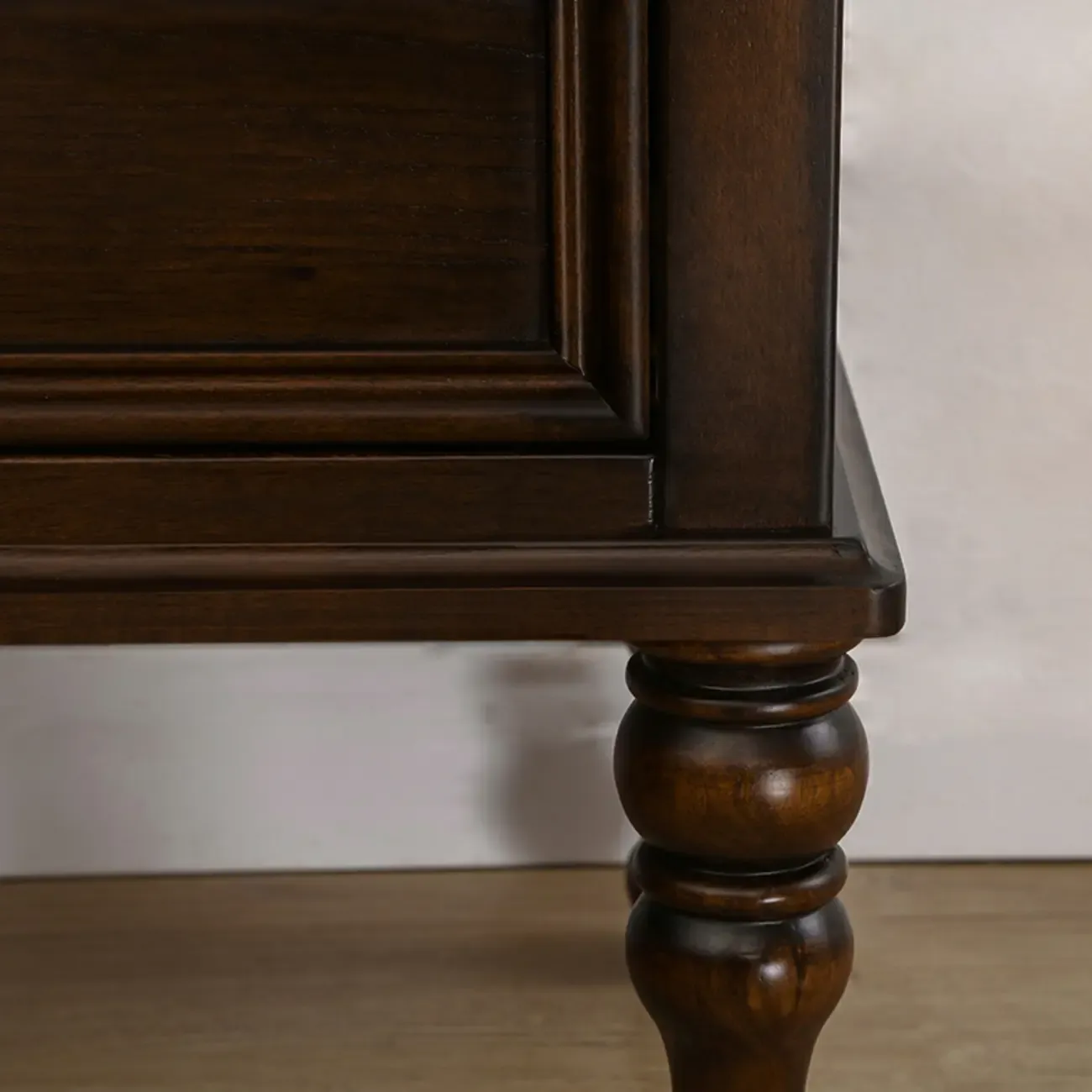 Classic Brown Espresso Wood 2-Drawer Standard Nightstand Image - 9