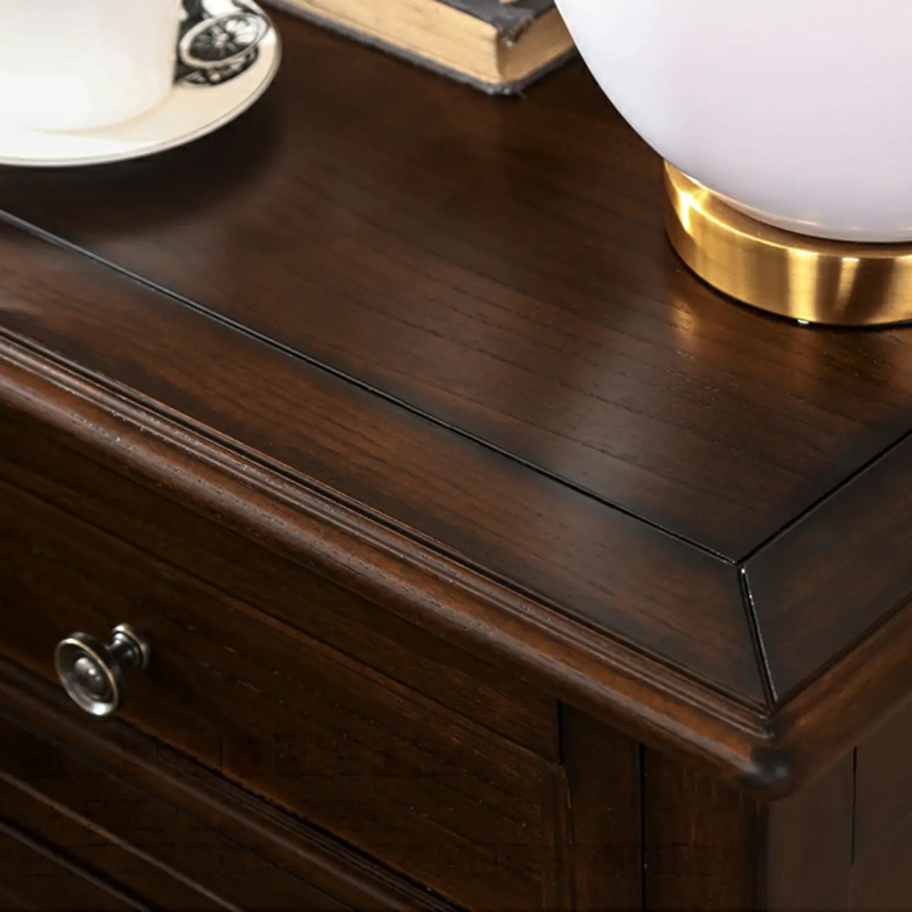 Classic Brown Espresso Wood 2-Drawer Standard Nightstand Image - 6 | homeyfad