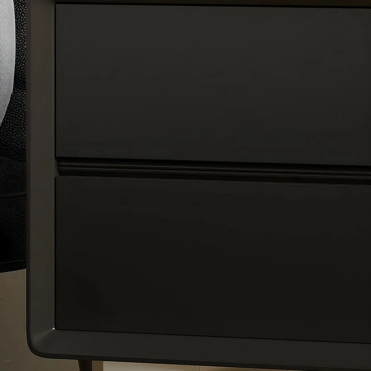 Classic Black Wood 2 Drawers Nightstand with Silver Metal Base Image - 11 | homeyfad