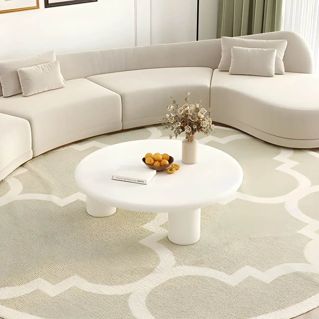 Black White Nesting Round Manufactured Wood Coffee Table Image - 6
