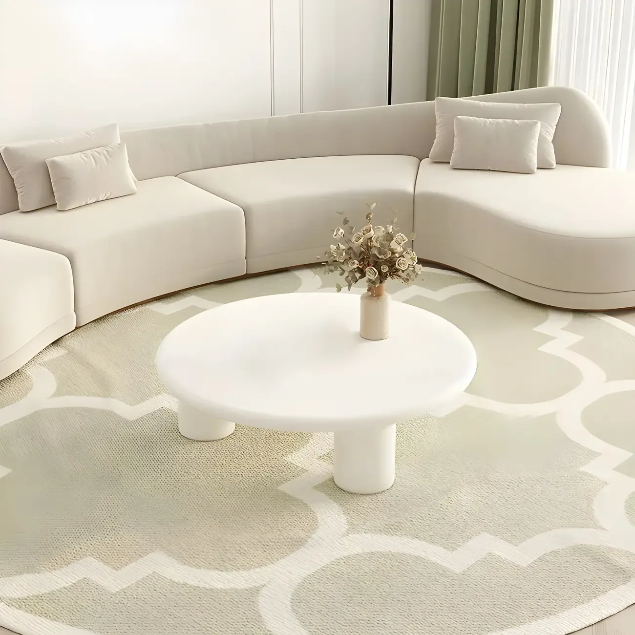 Black White Nesting Round Manufactured Wood Coffee Table Image - 7