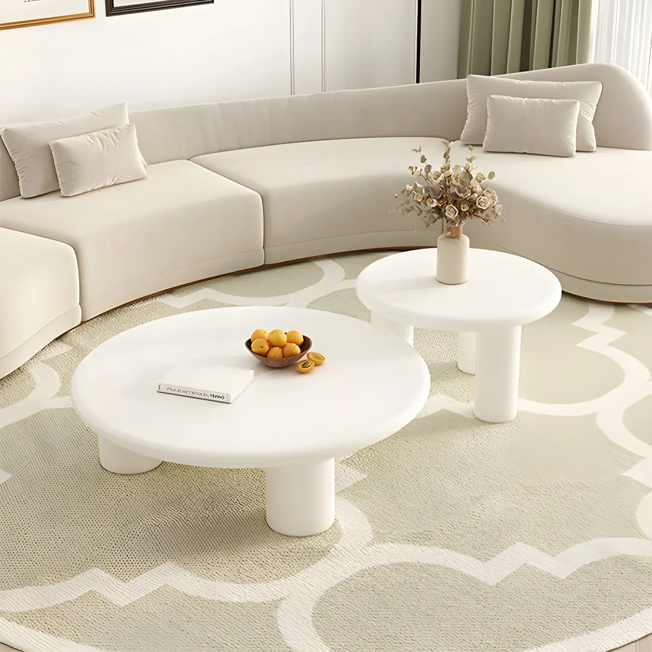 Black White Nesting Round Manufactured Wood Coffee Table Image - 8 | homeyfad