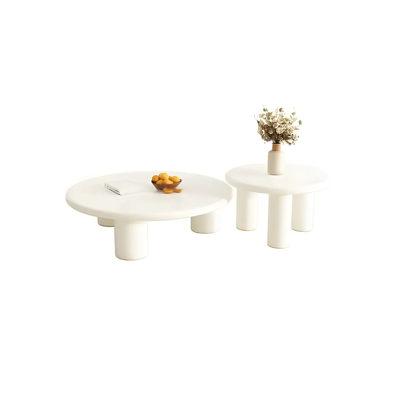 Black White Nesting Round Manufactured Wood Coffee Table Image - 9
