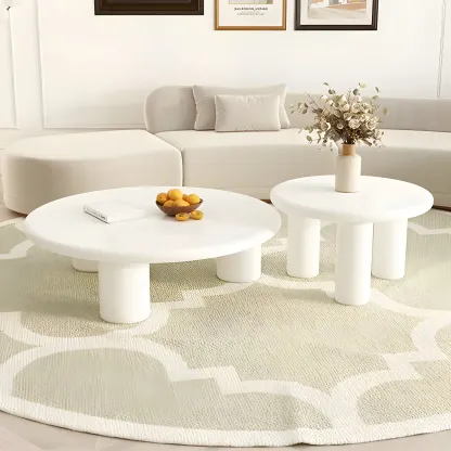 Black White Nesting Round Manufactured Wood Coffee Table Image - 10
