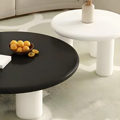 Black White Nesting Round Manufactured Wood Coffee Table Image - 14