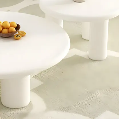 Black White Nesting Round Manufactured Wood Coffee Table Image - 15