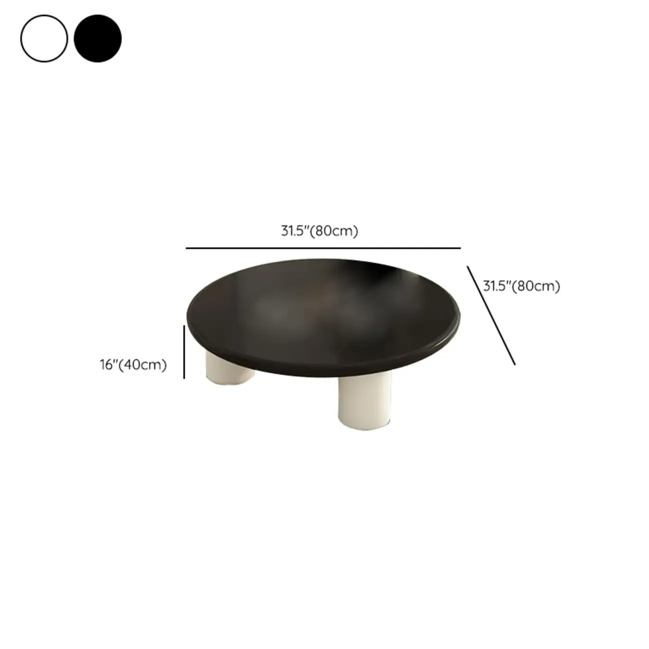 Black White Nesting Round Manufactured Wood Coffee Table #size