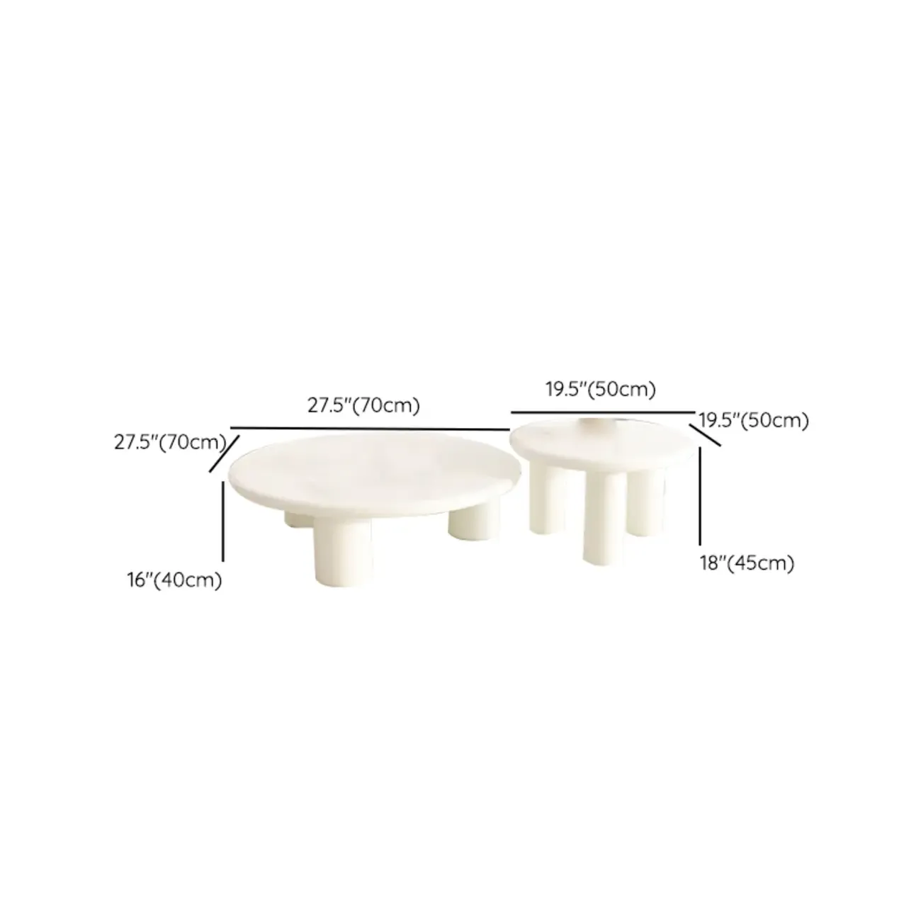 Black White Nesting Round Manufactured Wood Coffee Table Image - 19