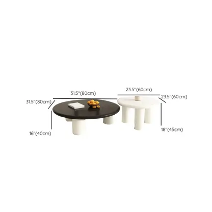 Black White Nesting Round Manufactured Wood Coffee Table Image - 20