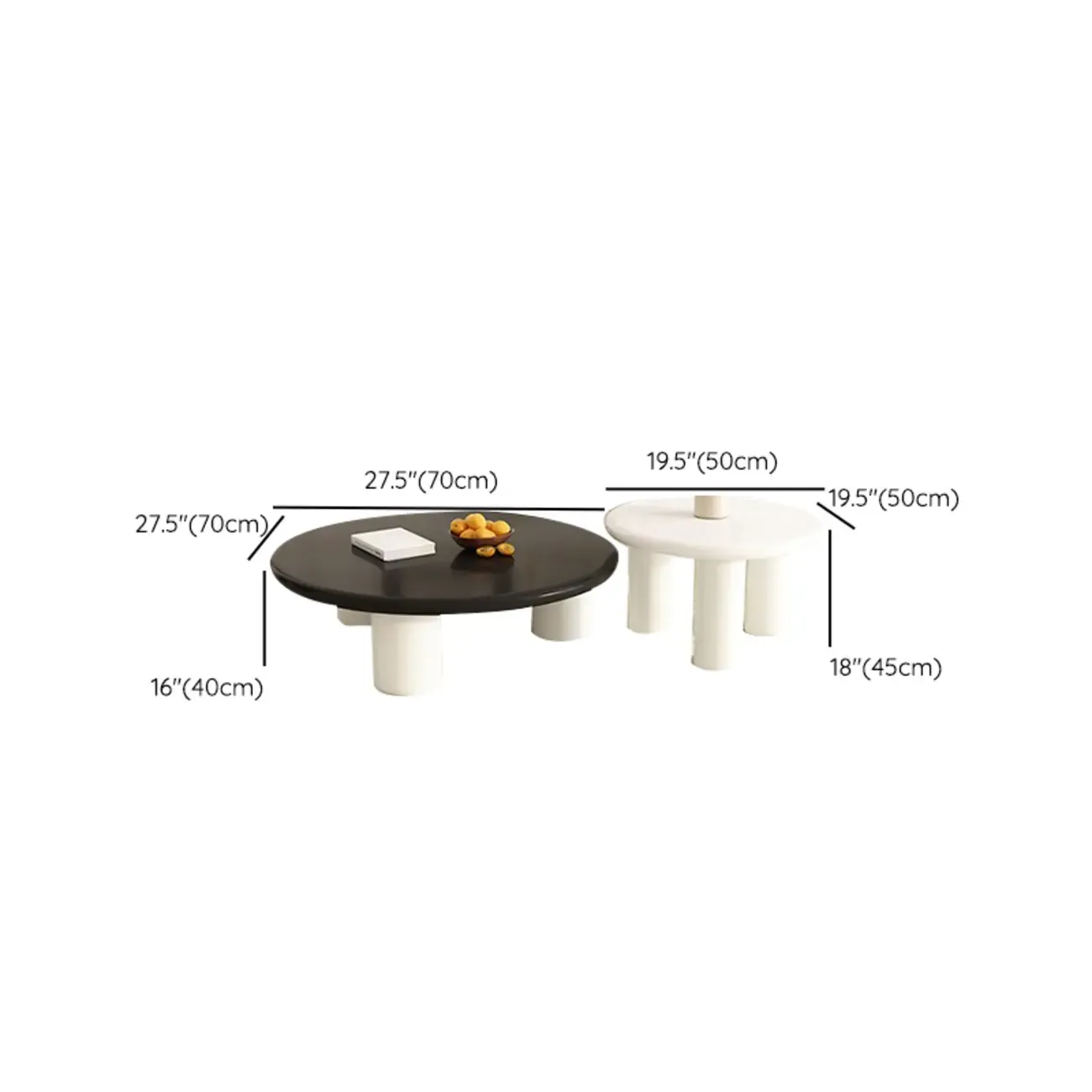 Black White Nesting Round Manufactured Wood Coffee Table Image - 21