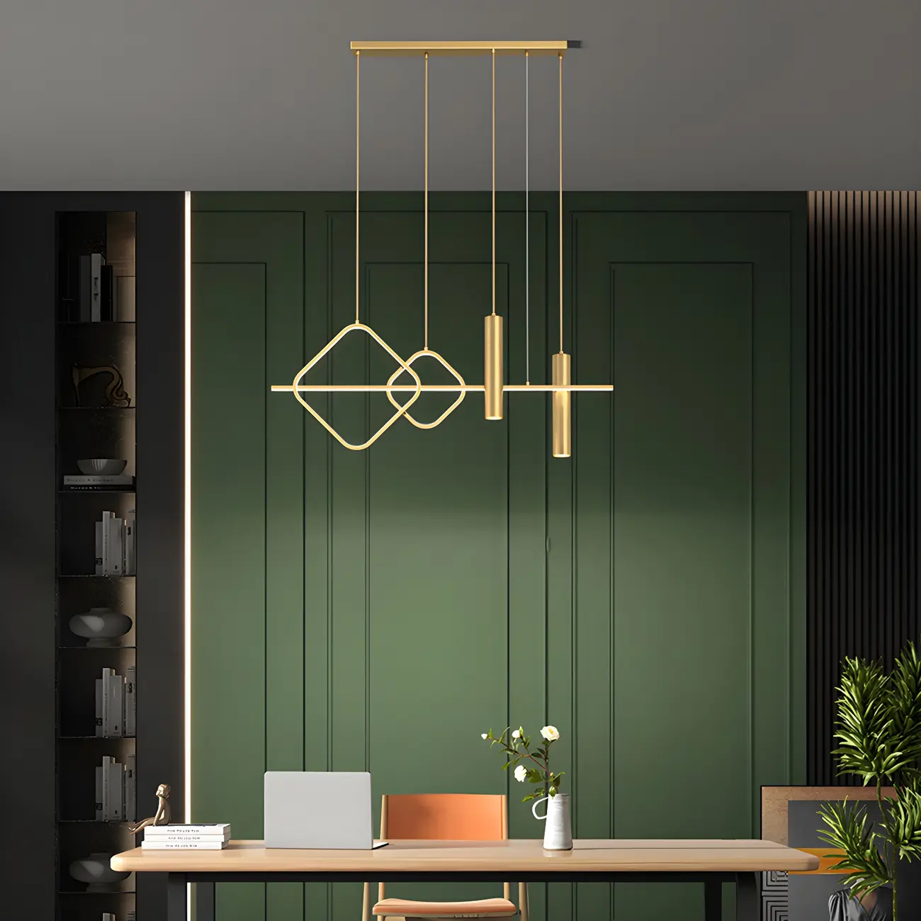 Modern Brass LED Pendant Light for Kitchen Island Image - 1 | homeyfad
