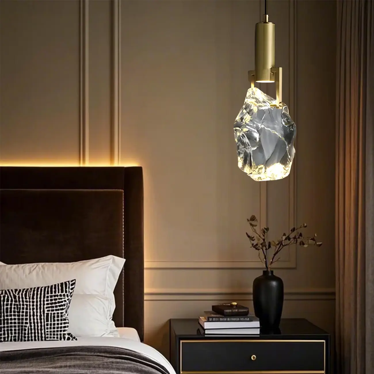 Modern Crystal Textured Pendant Light for Living Room Image - 1 | homeyfad