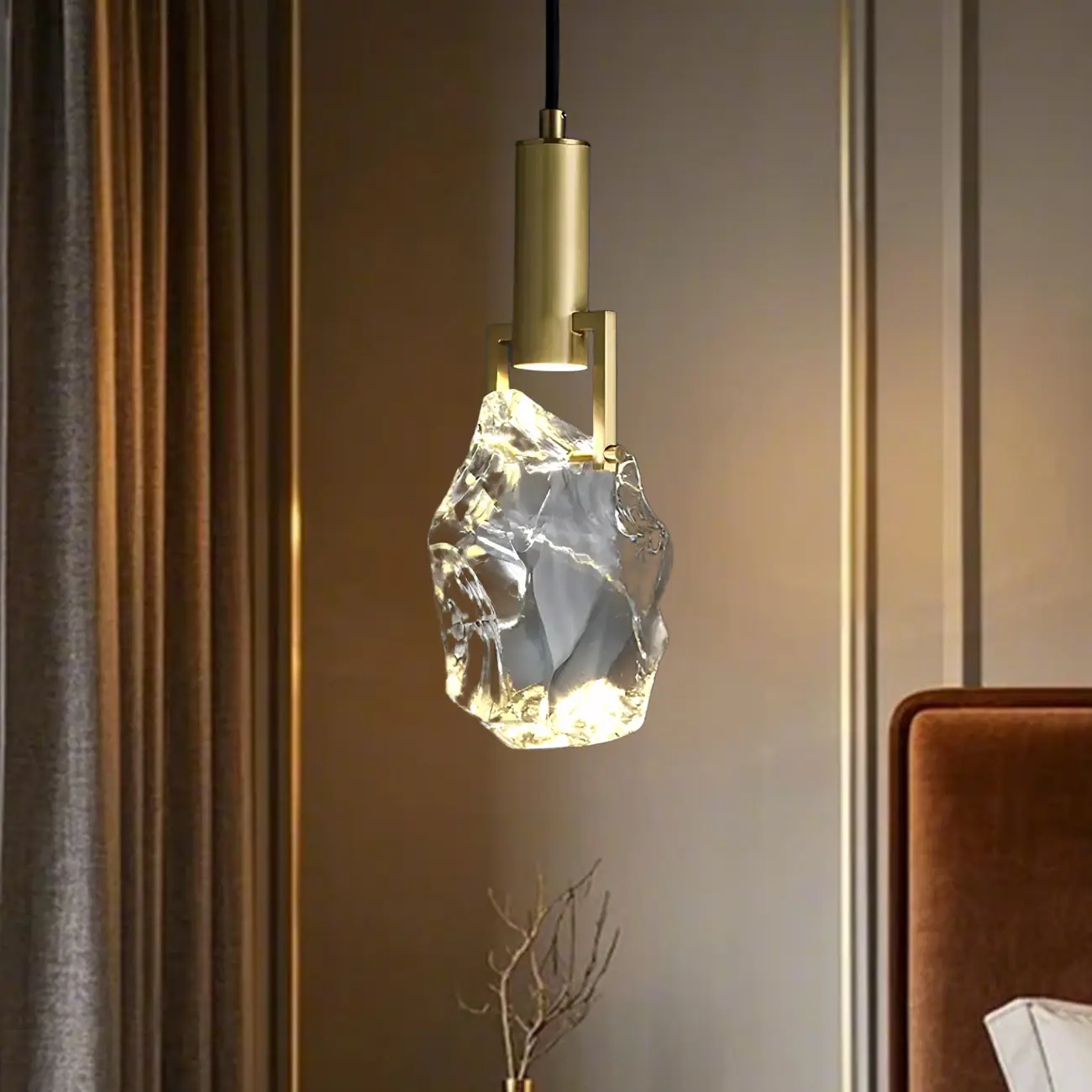 Modern Crystal Textured Pendant Light for Living Room Image - 2 | homeyfad