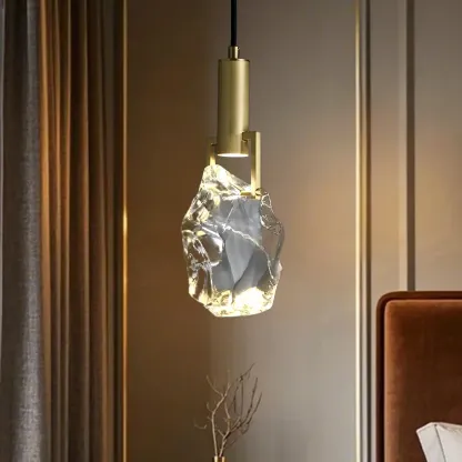 Modern Crystal Textured Pendant Light for Living Room Image - 2