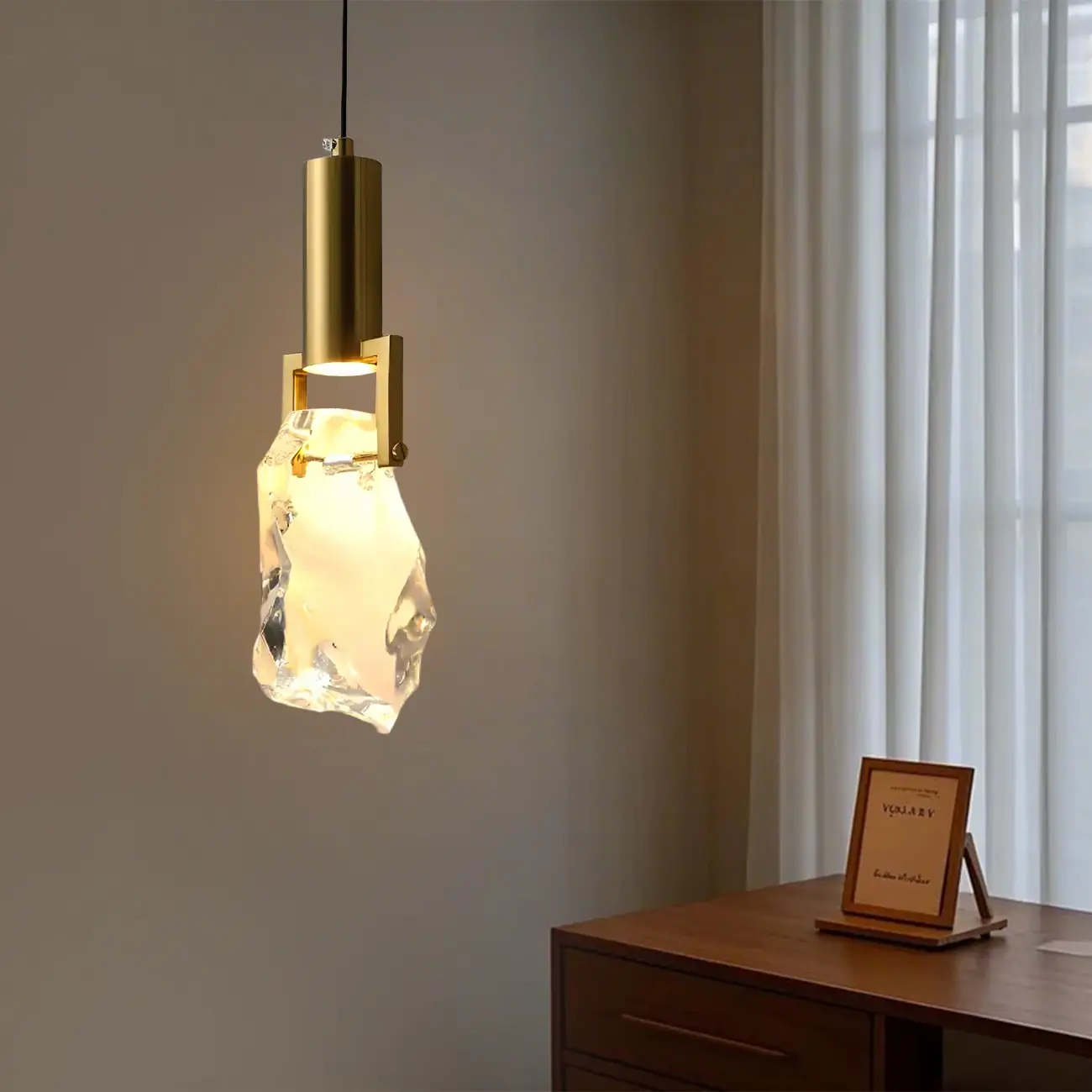 Modern Crystal Textured Pendant Light for Living Room Image - 3 | homeyfad